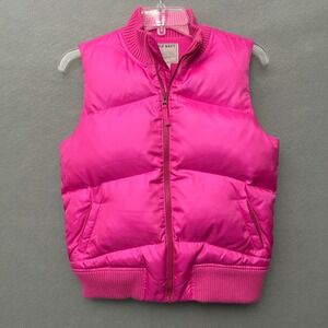 Vtg Y2K Old Navy Girls XXL Puffer Vest Hot Pink Fleece Lined 2004 Barbiecore